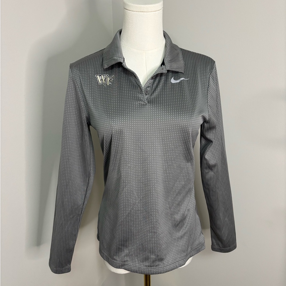 Nike Gray Wake Forest Long Sleeve Polo Shirt